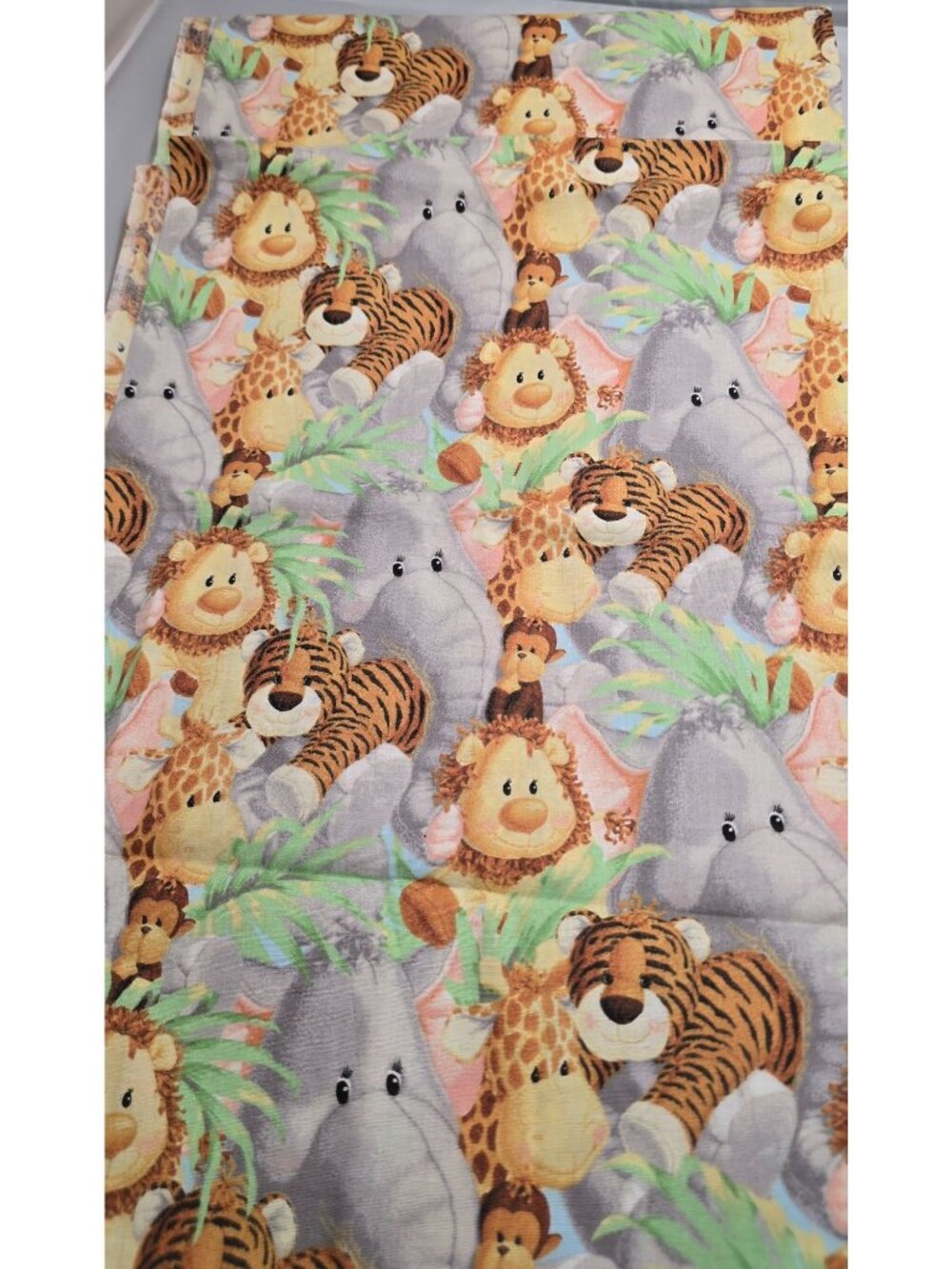 Adorable Jungle Animal Print Fabric 36"x44" Lions Tigers Giraffes & More For Kid